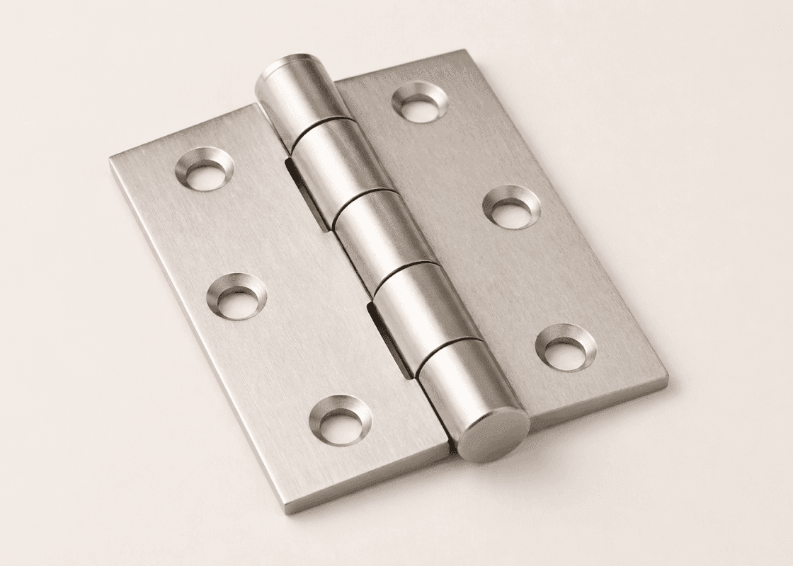 Keepcrypt Hinge — 4-inch stainless butt hinge, studio shot